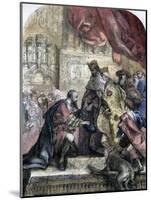 Reception of Columbus by Ferdinand and Isabella, Barcelona, 15th Century-Eugene Deveria-Mounted Giclee Print