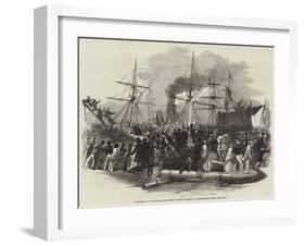 Reception of Kossuth, on Board the Madrid Steamer, at Southampton-null-Framed Giclee Print