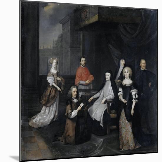 Reception of the Dutch Ambassador Hieronymus Van Beverningk by the Spanish Queen-Regent Maria-Anna-Caspar Netscher-Mounted Art Print