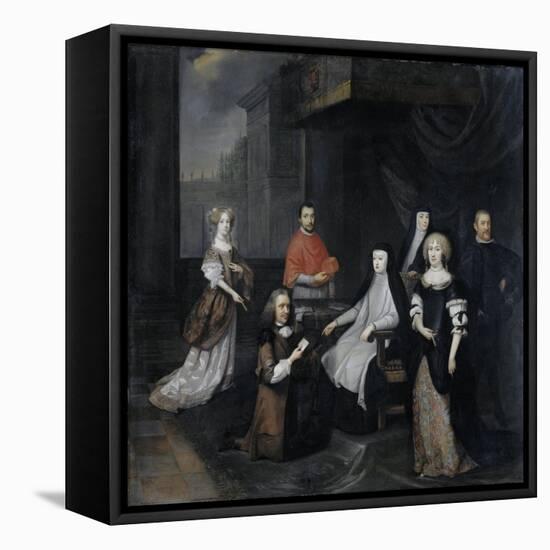 Reception of the Dutch Ambassador Hieronymus Van Beverningk by the Spanish Queen-Regent Maria-Anna-Caspar Netscher-Framed Stretched Canvas