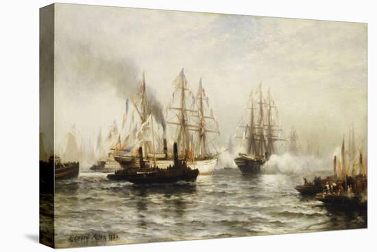 Reception of the Isere in New York Bay, June 20, 1885, 1885-Edward Percy Moran-Stretched Canvas