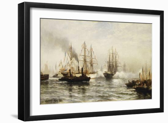 Reception of the Isere in New York Bay, June 20, 1885, 1885-Edward Percy Moran-Framed Giclee Print