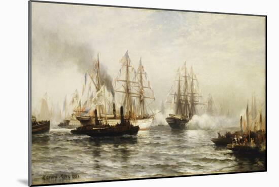 Reception of the Isere in New York Bay, June 20, 1885, 1885-Edward Percy Moran-Mounted Giclee Print