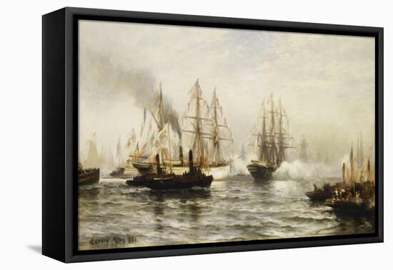 Reception of the Isere in New York Bay, June 20, 1885-Edward Percy Moran-Framed Stretched Canvas