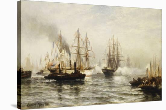 Reception of the Isere in New York Bay, June 20, 1885-Edward Percy Moran-Stretched Canvas