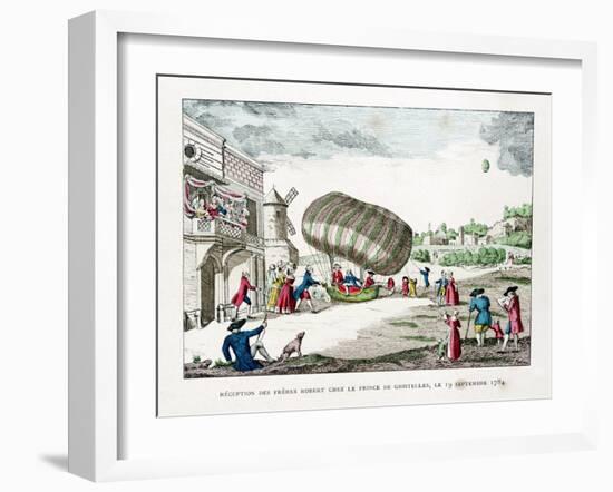 Reception of the Robert Brothers by the Prince of Ghistelles in 1784-Gaston Tissandier-Framed Giclee Print