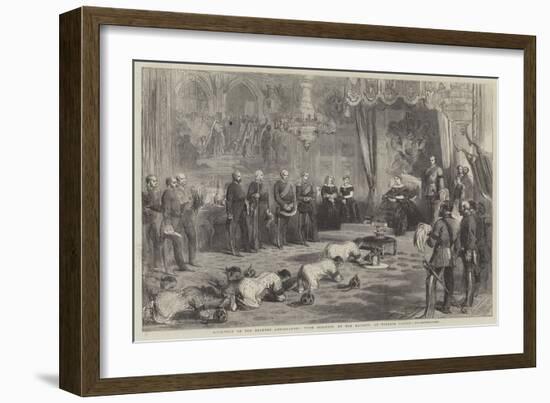 Reception of the Siamese Ambassadors, with Presents, by Her Majesty, at Windsor Castle-null-Framed Giclee Print