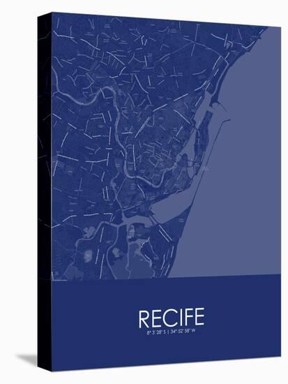 Recife, Brazil Blue Map-null-Stretched Canvas