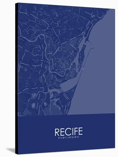 Recife, Brazil Blue Map-null-Stretched Canvas