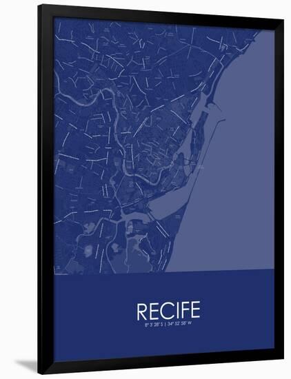 Recife, Brazil Blue Map-null-Framed Poster