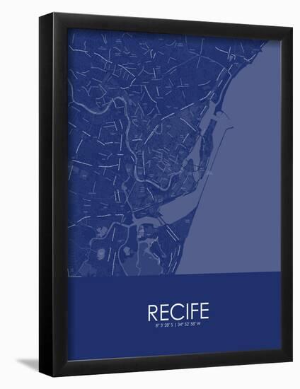 Recife, Brazil Blue Map-null-Framed Poster