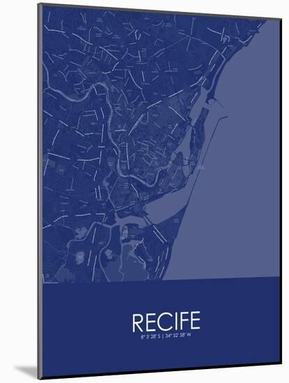 Recife, Brazil Blue Map-null-Mounted Poster