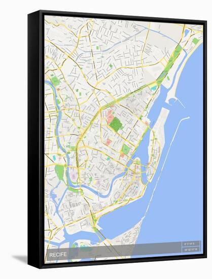 Recife, Brazil Map-null-Framed Stretched Canvas