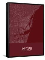 Recife, Brazil Red Map-null-Framed Stretched Canvas