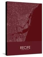 Recife, Brazil Red Map-null-Stretched Canvas