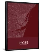 Recife, Brazil Red Map-null-Framed Poster