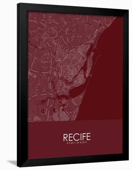 Recife, Brazil Red Map-null-Framed Poster