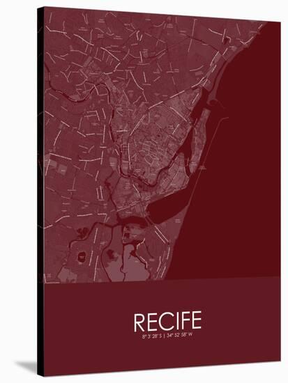 Recife, Brazil Red Map-null-Stretched Canvas