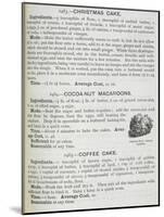 Recipes For Christmas Cake, Cocoa-nut Macaroons and Coffee Cake-Isabella Beeton-Mounted Giclee Print