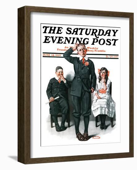 "Recitation" Saturday Evening Post Cover, June 14,1919-Norman Rockwell-Framed Giclee Print