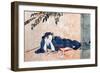 Reclining Beauty and Cat-Kyosai Kawanabe-Framed Giclee Print