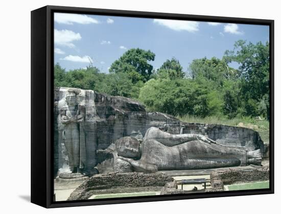 Reclining Buddha, Gal Vihara, Polonnaruwa (Polonnaruva), Unesco World Heritage Site, Sri Lanka-Mrs Holdsworth-Framed Stretched Canvas