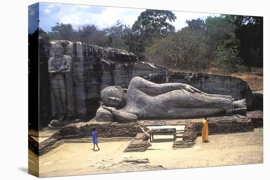 Reclining Buddha, Gal Vihare, Sri Lanka-null-Stretched Canvas