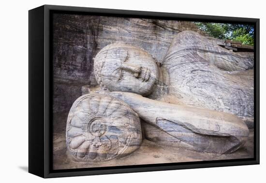 Reclining Buddha in Nirvana at Gal Vihara Rock Temple-Matthew Williams-Ellis-Framed Stretched Canvas