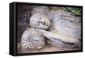 Reclining Buddha in Nirvana at Gal Vihara Rock Temple-Matthew Williams-Ellis-Framed Stretched Canvas