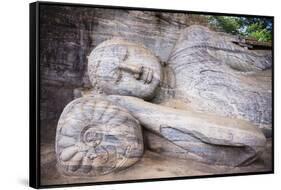 Reclining Buddha in Nirvana at Gal Vihara Rock Temple-Matthew Williams-Ellis-Framed Stretched Canvas