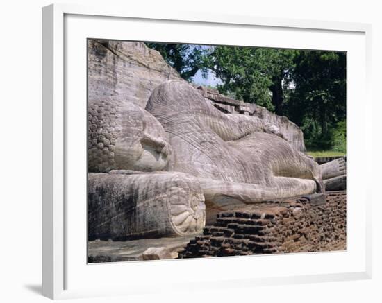 Reclining Buddha Statue, Buddha Entering Nirvana, Polonnaruwa, Sri Lanka-J P De Manne-Framed Photographic Print