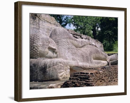 Reclining Buddha Statue, Buddha Entering Nirvana, Polonnaruwa, Sri Lanka-J P De Manne-Framed Photographic Print