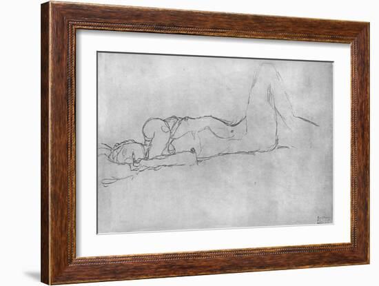 Reclining Female Nude, c.1914-Gustav Klimt-Framed Giclee Print