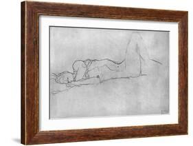 Reclining Female Nude, c.1914-Gustav Klimt-Framed Giclee Print