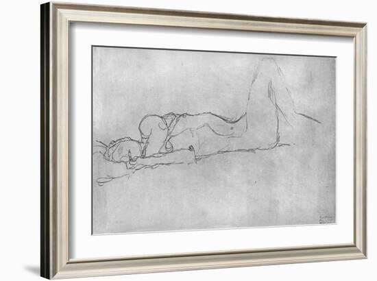 Reclining Female Nude, c.1914-Gustav Klimt-Framed Giclee Print