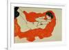 Reclining Female Nude on Red Drape, 1914-Egon Schiele-Framed Giclee Print