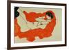Reclining Female Nude on Red Drape, 1914-Egon Schiele-Framed Giclee Print