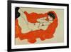 Reclining Female Nude on Red Drape, 1914-Egon Schiele-Framed Giclee Print