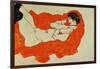 Reclining Female Nude on Red Drape, 1914-Egon Schiele-Framed Giclee Print