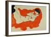 Reclining Female Nude on Red Drape, 1914-Egon Schiele-Framed Giclee Print