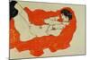 Reclining Female Nude on Red Drape, 1914-Egon Schiele-Mounted Giclee Print