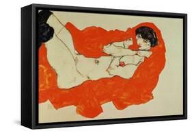 Reclining Female Nude on Red Drape, 1914-Egon Schiele-Framed Stretched Canvas