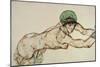 Reclining Female Nude with Green Cap, Leaning to the Right, 1914-Egon Schiele-Mounted Giclee Print