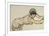 Reclining Female Nude with Green Cap, Leaning to the Right, 1914-Egon Schiele-Framed Giclee Print