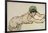 Reclining Female Nude with Green Cap, Leaning to the Right, 1914-Egon Schiele-Framed Giclee Print