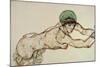 Reclining Female Nude with Green Cap, Leaning to the Right, 1914-Egon Schiele-Mounted Giclee Print