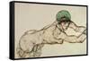 Reclining Female Nude with Green Cap, Leaning to the Right, 1914-Egon Schiele-Framed Stretched Canvas