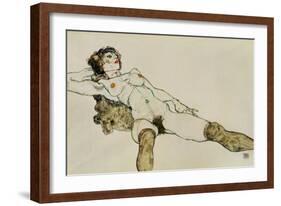 Reclining female nude with legs spread 1914-Egon Schiele-Framed Giclee Print