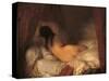 Reclining Female Nude-Jean-François Millet-Stretched Canvas