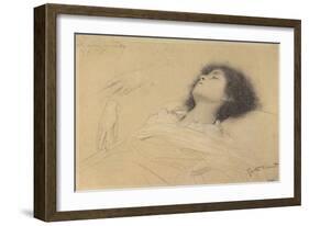 Reclining Girl and Two Studies of Hands-Gustav Klimt-Framed Giclee Print